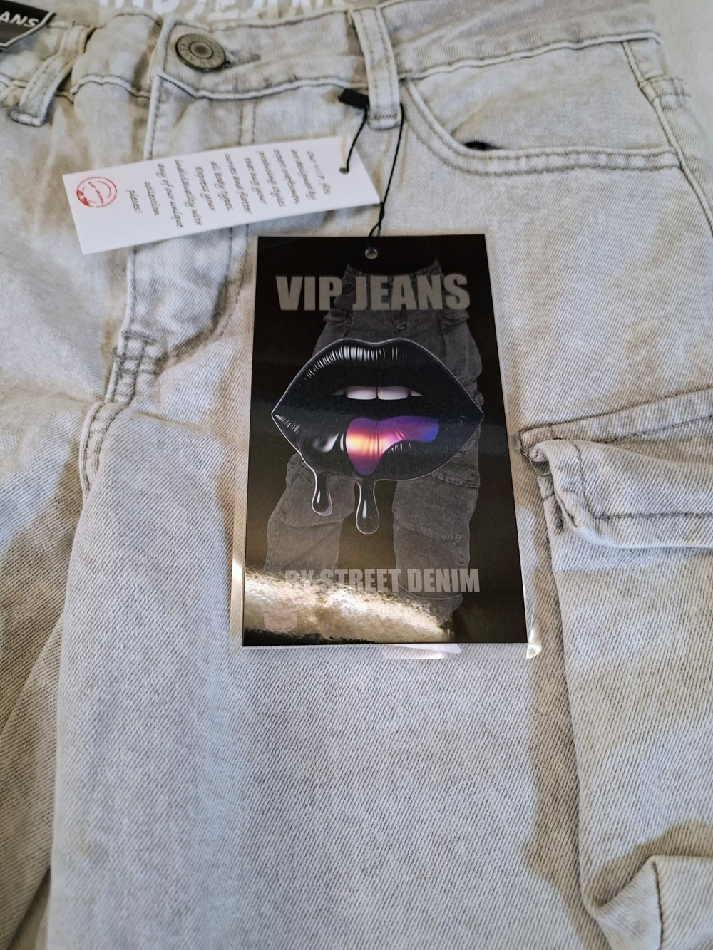 VIP Women’s Size 7 Gray Wide Leg Cargo Jeans - Picture 8 of 10